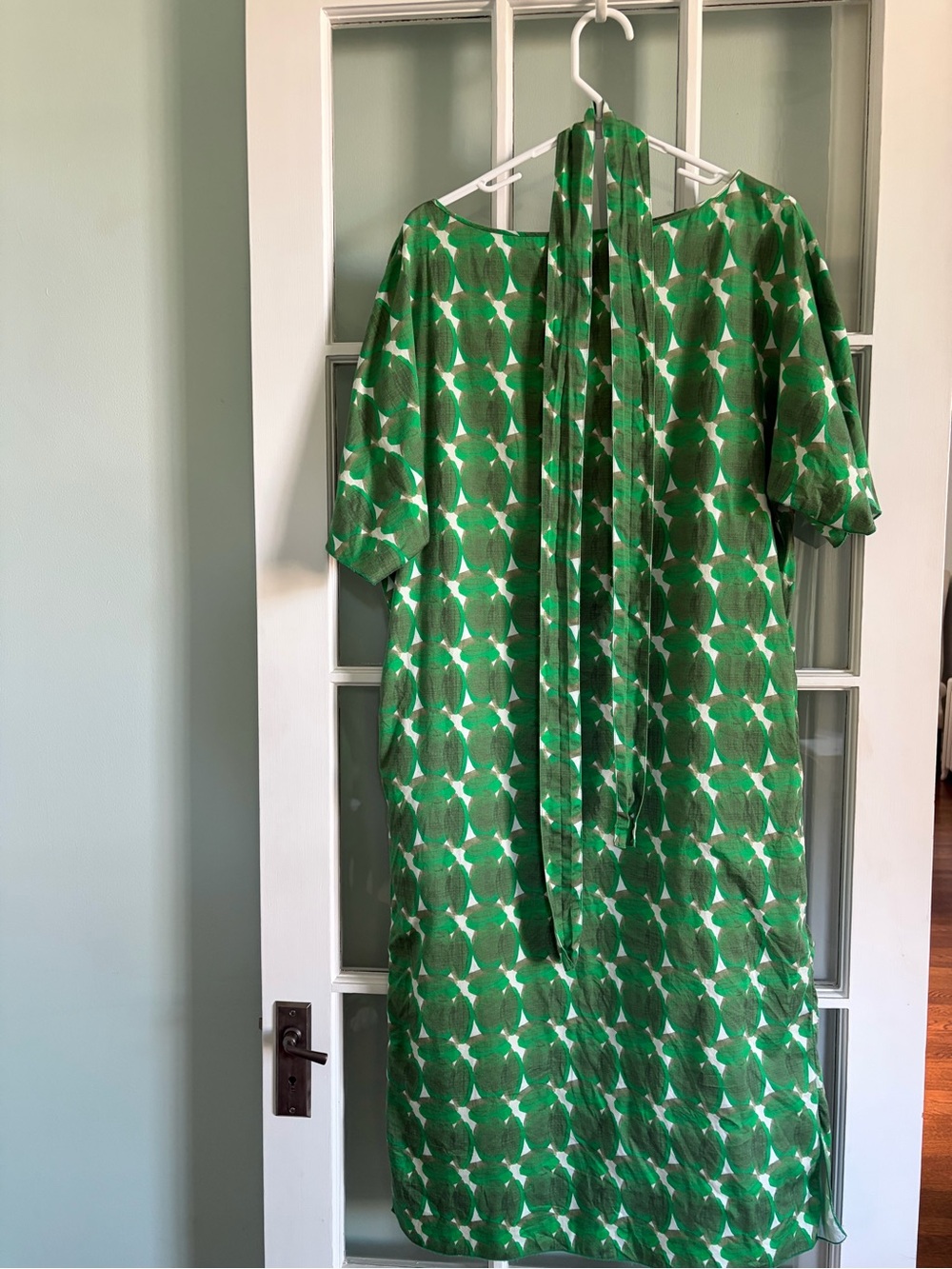 Frances Valentine - Green Patterned Women's Dress with Tie Detail (has pockets)